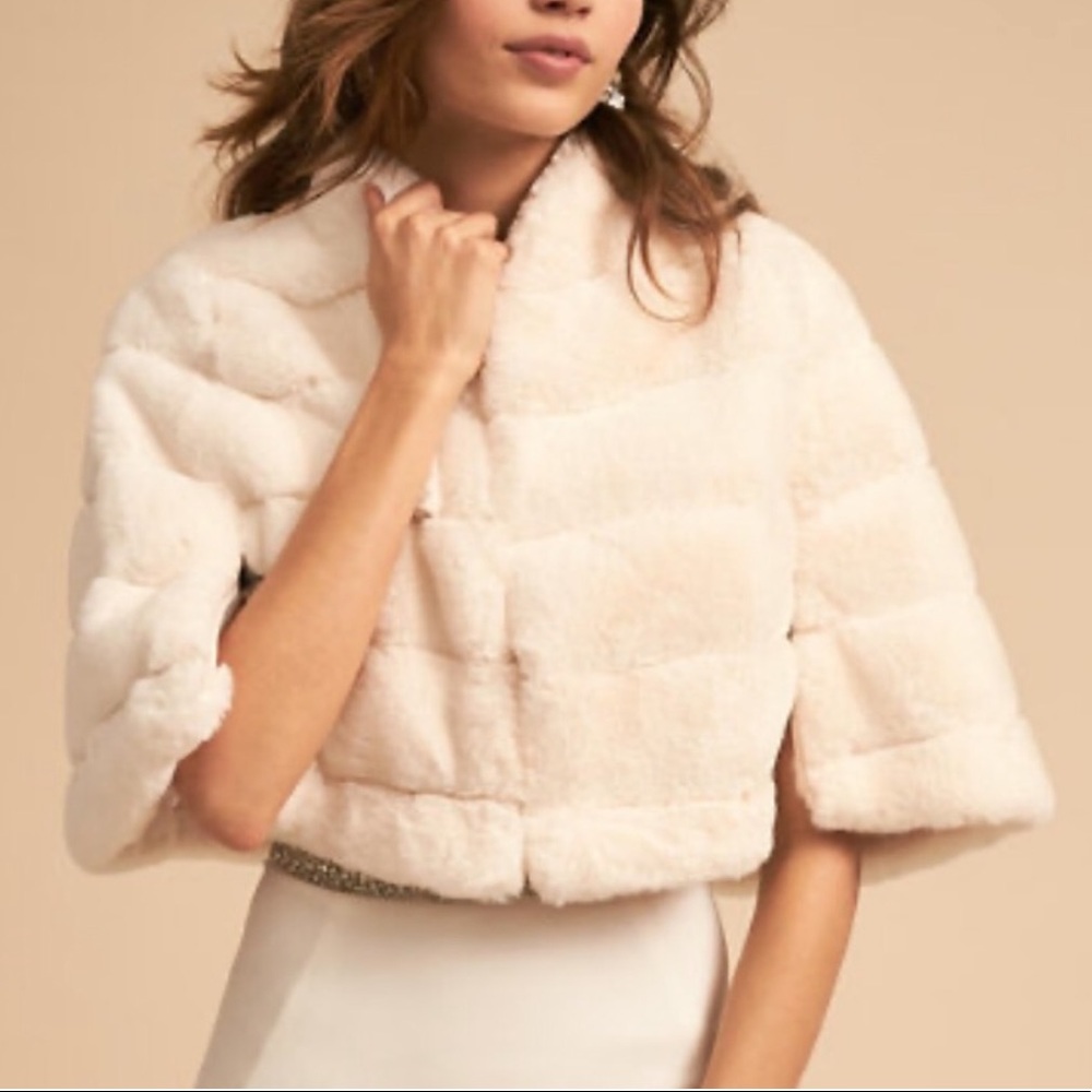 Betsey Johnson White Faux Fur Cape